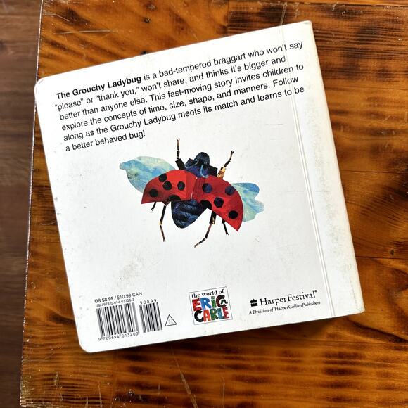 Vintage 1999 Eric Carle The Grouchy Ladybug Baby Board Book - Picture 9 of 10